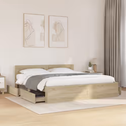 vidaXL Bed Frame with Headboard Bed Sonoma Oak 200x200 cm Engineered Wood - Additional view 2