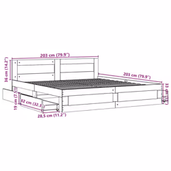 vidaXL Bed Frame with Headboard Bed Concrete Grey 200x200 cm Engineered Wood