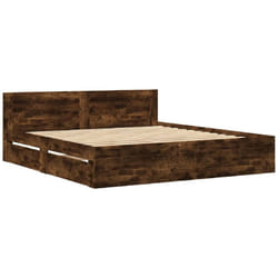 vidaXL Bed Frame with Headboard Bed Smoked Oak 200x200 cm Engineered Wood