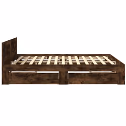 vidaXL Bed Frame with Headboard Bed Smoked Oak 200x200 cm Engineered Wood - Additional view 5