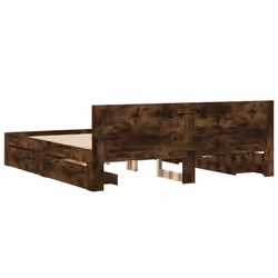 vidaXL Bed Frame with Headboard Bed Smoked Oak 200x200 cm Engineered Wood - Additional view 6