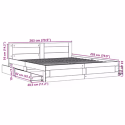 vidaXL Bed Frame with Headboard Bed Base Brown Oak 200x200 cm Engineered Wood