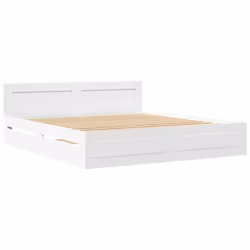 vidaXL Bed Frame with Headboard White 180x200 cm King Size Engineered Wood
