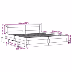 vidaXL Bed Frame with Headboard White 180x200 cm King Size Engineered Wood