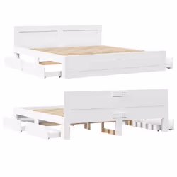 vidaXL Bed Frame with Headboard White 180x200 cm King Size Engineered Wood - Additional view 7