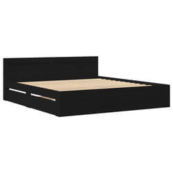 vidaXL Bed Frame with Headboard Black 180x200 cm King Size Engineered Wood