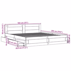 vidaXL Bed Frame with Headboard Bed Base Smoked Oak King Size Engineered Wood - Additional view 3