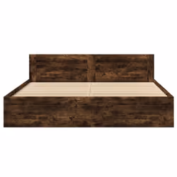 vidaXL Bed Frame with Headboard Bed Base Smoked Oak King Size Engineered Wood - Additional view 4