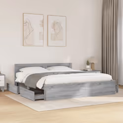 vidaXL Bed Frame with Headboard Bed Grey Sonoma King Size Engineered Wood