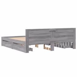 vidaXL Bed Frame with Headboard Bed Grey Sonoma King Size Engineered Wood - Additional view 6