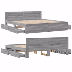 vidaXL Bed Frame with Headboard Bed Grey Sonoma King Size Engineered Wood - Additional view 7