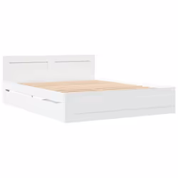 vidaXL Bed Frame with Headboard Bed Base White 160x200 cm Engineered Wood