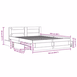 vidaXL Bed Frame with Headboard Bed Base White 160x200 cm Engineered Wood - Additional view 10