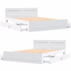 vidaXL Bed Frame with Headboard Bed Base White 160x200 cm Engineered Wood - Additional view 7