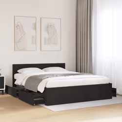 vidaXL Bed Frame with Headboard Bed Base Black 160x200 cm Engineered Wood