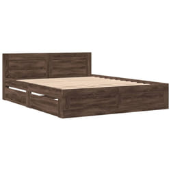 vidaXL Bed Frame with Headboard Bed Base Brown Oak 160x200 cm Engineered Wood
