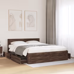 vidaXL Bed Frame with Headboard Bed Base Brown Oak 160x200 cm Engineered Wood