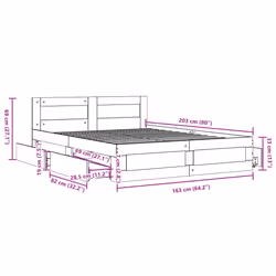 vidaXL Bed Frame with Headboard Bed Base Brown Oak 160x200 cm Engineered Wood