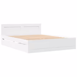 vidaXL Bed Frame with Headboard White 150x200 cm King Size Engineered Wood