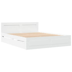 vidaXL Bed Frame with Headboard White 150x200 cm King Size Engineered Wood