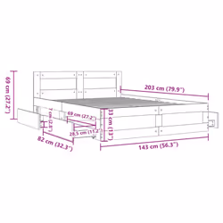 vidaXL Bed Frame with Headboard Bed Base White 140x200 cm Engineered Wood - Additional view 10
