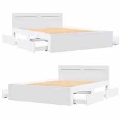 vidaXL Bed Frame with Headboard Bed Base White 140x200 cm Engineered Wood - Additional view 7