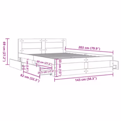vidaXL Bed Frame with Headboard Bed Base Black 140x200 cm Engineered Wood - Additional view 10