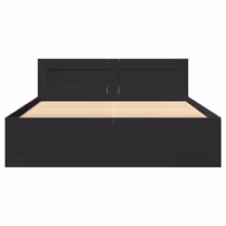 vidaXL Bed Frame with Headboard Bed Base Black 140x200 cm Engineered Wood - Additional view 4