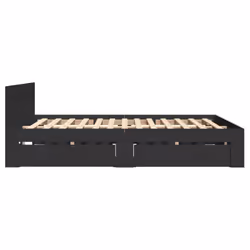 vidaXL Bed Frame with Headboard Bed Base Black 140x200 cm Engineered Wood - Additional view 5