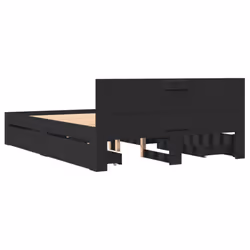 vidaXL Bed Frame with Headboard Bed Base Black 140x200 cm Engineered Wood - Additional view 6