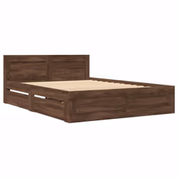 vidaXL Bed Frame with Headboard Bed Base Brown Oak 140x200 cm Engineered Wood