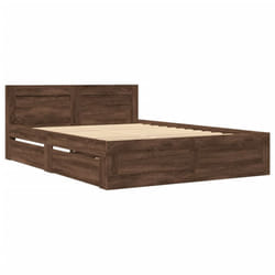 vidaXL Bed Frame with Headboard Bed Base Brown Oak 140x200 cm Engineered Wood