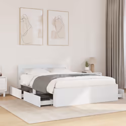 vidaXL Bed Frame with Headboard Bed Base White 120x200 cm Engineered Wood