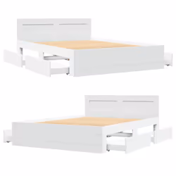 vidaXL Bed Frame with Headboard Bed Base White 120x200 cm Engineered Wood - Additional view 7