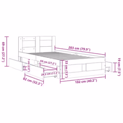 vidaXL Bed Frame with Headboard Bed Base White 100x200 cm Engineered Wood