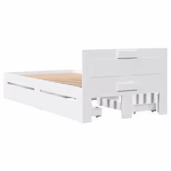 vidaXL Bed Frame with Headboard Bed Base White 100x200 cm Engineered Wood - Additional view 6