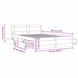 vidaXL Bed Frame with Headboard Bed Base White 140x190 cm Engineered Wood - Additional view 10