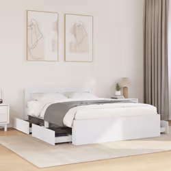 vidaXL Bed Frame with Headboard White 120x190 cm Small Double Engineered Wood