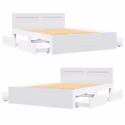 vidaXL Bed Frame with Headboard White 120x190 cm Small Double Engineered Wood - Additional view 7