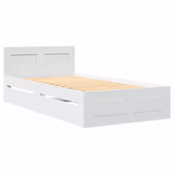 vidaXL Bed Frame with Headboard Bed White 90x190 cm Single Engineered Wood