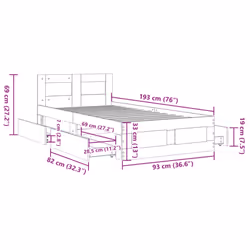 vidaXL Bed Frame with Headboard Bed Black 90x190 cm Single Engineered Wood