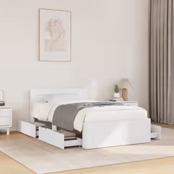 vidaXL Bed Frame with Headboard White 75x190 cm Small Single Engineered Wood
