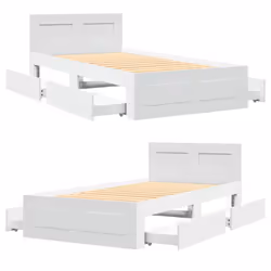 vidaXL Bed Frame with Headboard White 75x190 cm Small Single Engineered Wood - Additional view 7