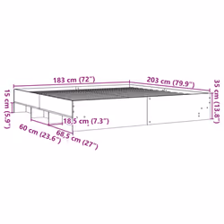 vidaXL Bed Frame Bed Base Sonoma Oak 180x200 cm King Size Engineered Wood