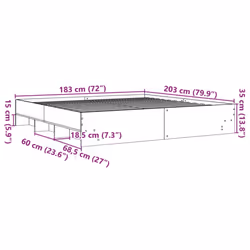 vidaXL Bed Frame Bed Base Concrete Grey 180x200 cm King Size Engineered Wood