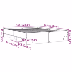 vidaXL Bed Frame Bed Base Bedstead Concrete Grey 160x200 cm Engineered Wood - Additional view 9