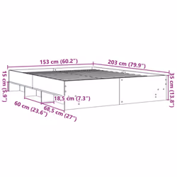 vidaXL Bed Frame Bed Base Concrete Grey 150x200 cm King Size Engineered Wood