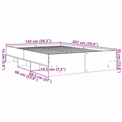 vidaXL Bed Frame Bed Base Bedstead Concrete Grey 140x200 cm Engineered Wood - Additional view 9