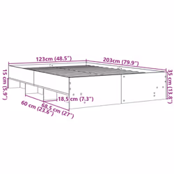 vidaXL Bed Frame Bed Base Bedstead Concrete Grey 120x200 cm Engineered Wood