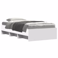 vidaXL Bed Frame Bed Base Mattress Foundation White 90x200 cm Engineered Wood - Additional view 2
